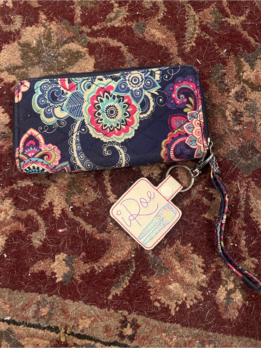 LuLaRoe Navy Floral Quilted Wristlet Wallet